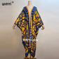 2021 WINYI new Cotton Bikini Sweet Lady Pink Boho Print Self Belted Front Open Long Kimono Dress Beach Tunic Women Wrap Dresses
