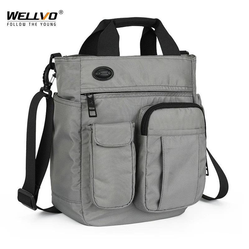 Men Multifunction Shoulder Messenger Bag Headphone Hole Waterproof Nylon Travel Handbag Large Business Storage Sling Bags XA11C