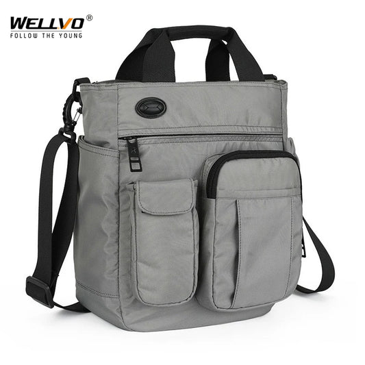Men Multifunction Shoulder Messenger Bag Headphone Hole Waterproof Nylon Travel Handbag Large Business Storage Sling Bags XA11C