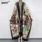 2021 WINYI new Cotton Bikini Sweet Lady Pink Boho Print Self Belted Front Open Long Kimono Dress Beach Tunic Women Wrap Dresses