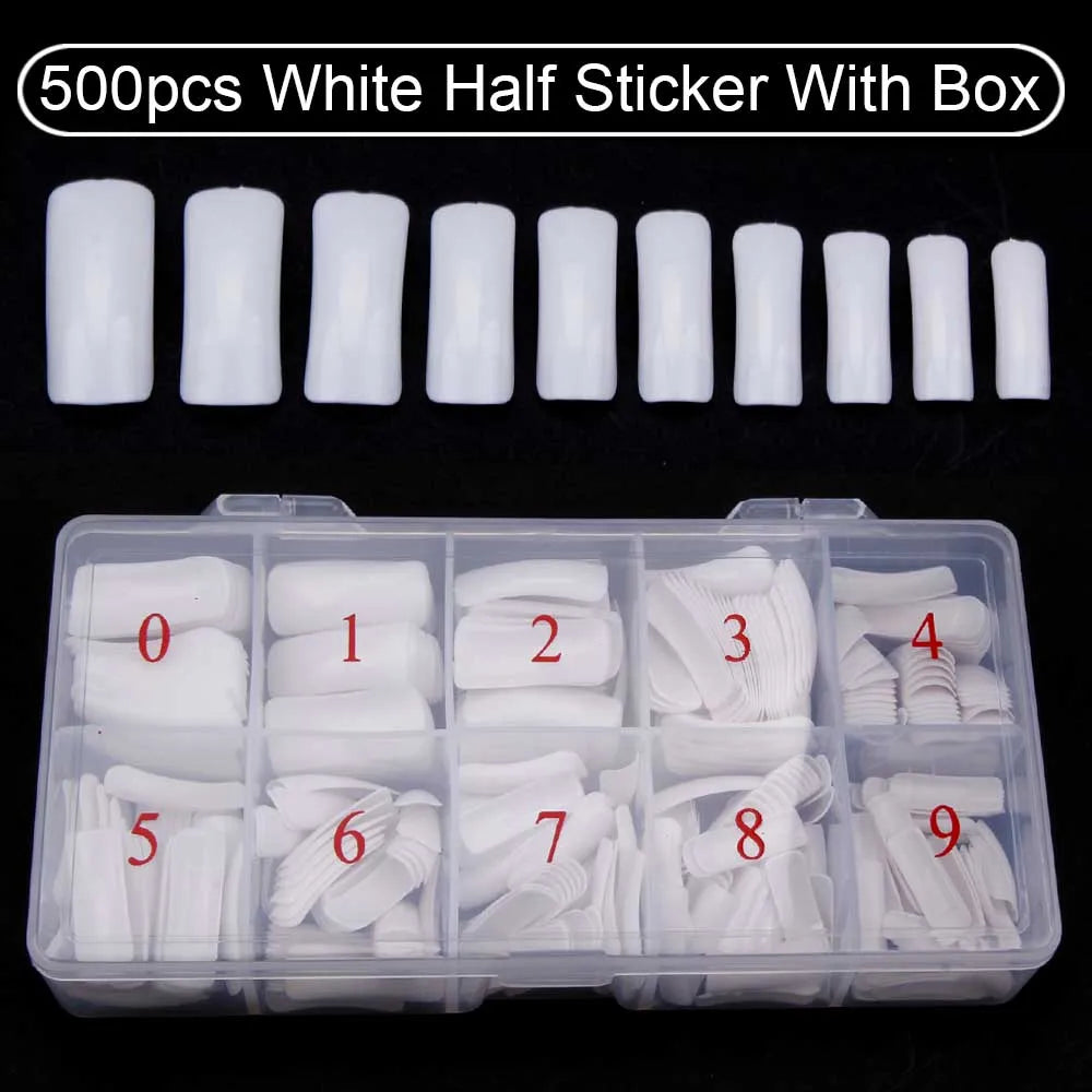 Nail Capsules 500pcs/Box Artificial Nail Tips Full Cover Nails Tips Acrylic Transparent Nail Capsules French Manicure False Nail