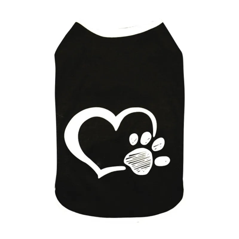 Vest Small Pet Shirt Cat Dog Clothes Paw Print Heart Love Design Cotton Dogs T Shirt Pet Puppy Summer Apparel Clothes Dog Coat