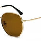 Men Sunglases Hexagon Sun glasses NEW Women Metal Frame Fishing Glasses Gold tea Eyewear lentes de sol hombre okulary UV400