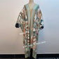 2021 WINYI new Cotton Bikini Sweet Lady Pink Boho Print Self Belted Front Open Long Kimono Dress Beach Tunic Women Wrap Dresses