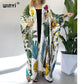 2021 WINYI new Cotton Bikini Sweet Lady Pink Boho Print Self Belted Front Open Long Kimono Dress Beach Tunic Women Wrap Dresses