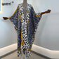 2021 WINYI new Cotton Bikini Sweet Lady Pink Boho Print Self Belted Front Open Long Kimono Dress Beach Tunic Women Wrap Dresses