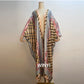 2021 WINYI new Cotton Bikini Sweet Lady Pink Boho Print Self Belted Front Open Long Kimono Dress Beach Tunic Women Wrap Dresses