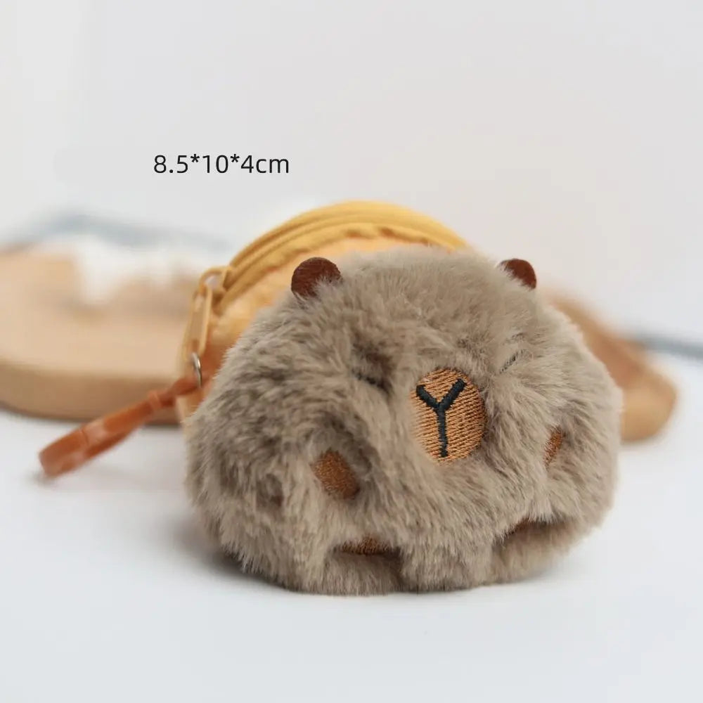 Kawaii Capybara Anime Plush Coin Purse Lovely Cartoon Round Bags Pendant Funny Mini Fashion Headphone Storage Bag