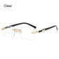 Trendy Rimless Sunglasses for Men Women Fashion Frameless Rectangle Sun Glasses Retro Shades Summer Traveling Eyewear