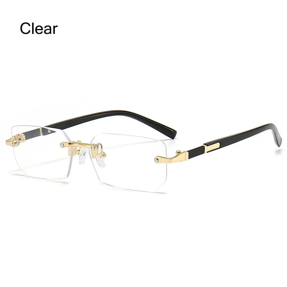 Trendy Rimless Sunglasses for Men Women Fashion Frameless Rectangle Sun Glasses Retro Shades Summer Traveling Eyewear