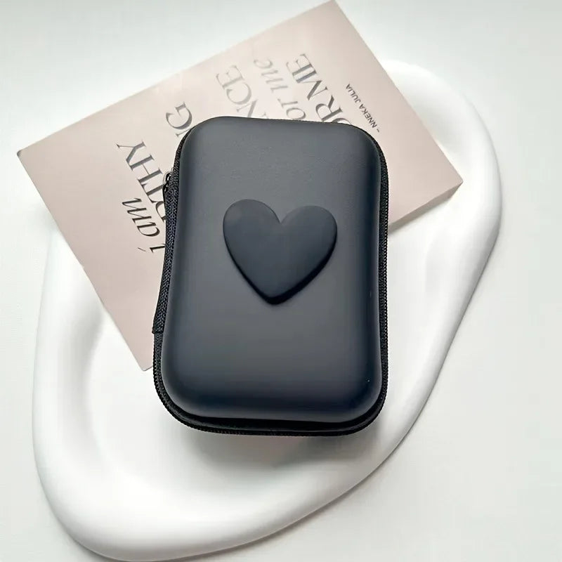 3D Love Heart Headphone Data Cable Storage Bags Charger Power Bank Rectangular Box Digital Product Storage Box Birthday Gifts