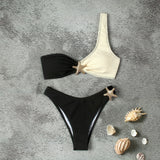 2024 Bikinis Push Up Women Swimsuits Sexy One Shoulder Swimwear Brazilian Bikini Set Thong Biquini Female Starfish Beachwear
