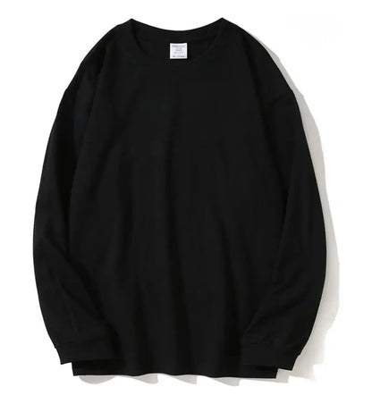 DIY Custom LOGO 260GSM 100% Cotton Heavy Weight Oversized Men T-shirt Long sleeves Pure Color For Winter Autumn Streetwear Tops