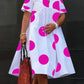 VONDA Plus Size 5XL Women Dress 2025 Summer Bohemian Polka Dot Maxi Long Dress V Neck Party Sundress Vestido Beach Robe Elegant
