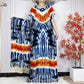 2024 New Style Short Sleeve African Dashiki Tie-dyed Cotton Abaya Caftan Lady Summer Maxi Islam Casual Dresses With Big Scarf