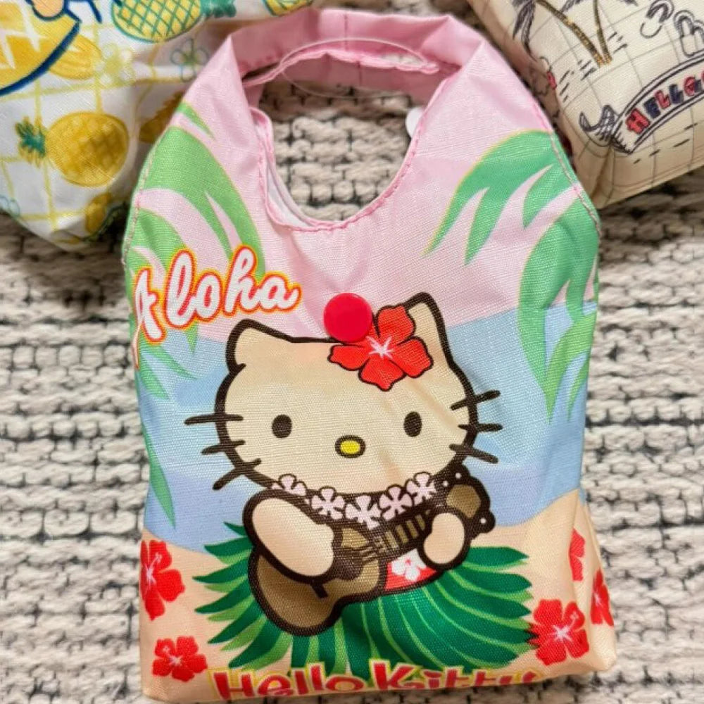 Sanrio Hello Kitty Handbag Canvas Handheld Coin Purse Portable Headphone Bags Cartoon Hawaii Kitty Cat Sundries Storage Bags