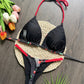 Plaid Printed Halter Mini Micro Thong Bikini Women Swimwear Female Swimsuit Two-pieces Bikini set Bather Bathing Suit Swim V6171
