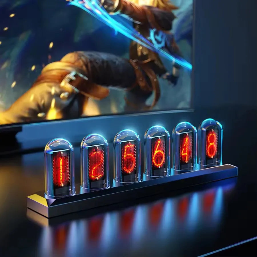RGB Glow Tube Clock DIY LED Electronic Nightlights Silent Table lamp Digital Watch Decoration for Home Desktop Decoration