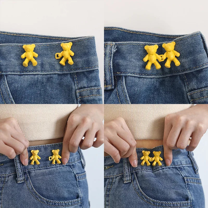 Cute Bear Jeans Buckles Jeans Pants Waistline Reduction Adjustable Metal Buckle Skirt Jeans Tools Trousers Accessories