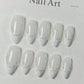 10 pieces of pure handmade almond-shaped nails with white French tips, glittering powder outlining, dazzling and eye-catching, s