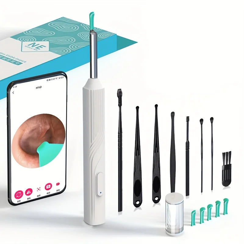 Smart Visual Ear Pick Ear Wax Reomoval Tool With 8pcs Set Ear Cleaner With1080P HD Otoscope Camera and 6 LED Lights