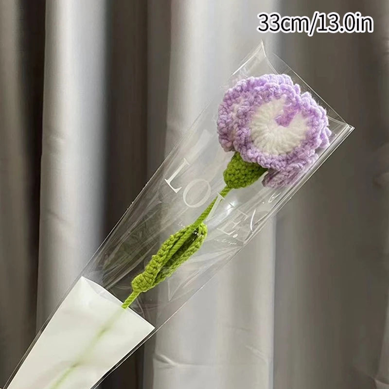 1pc Tulip Crochet Flowers Artificial Woven Flowers Handmade Tulipanes Wedding Gift for Guest Home Decoration Mother's Day Gift