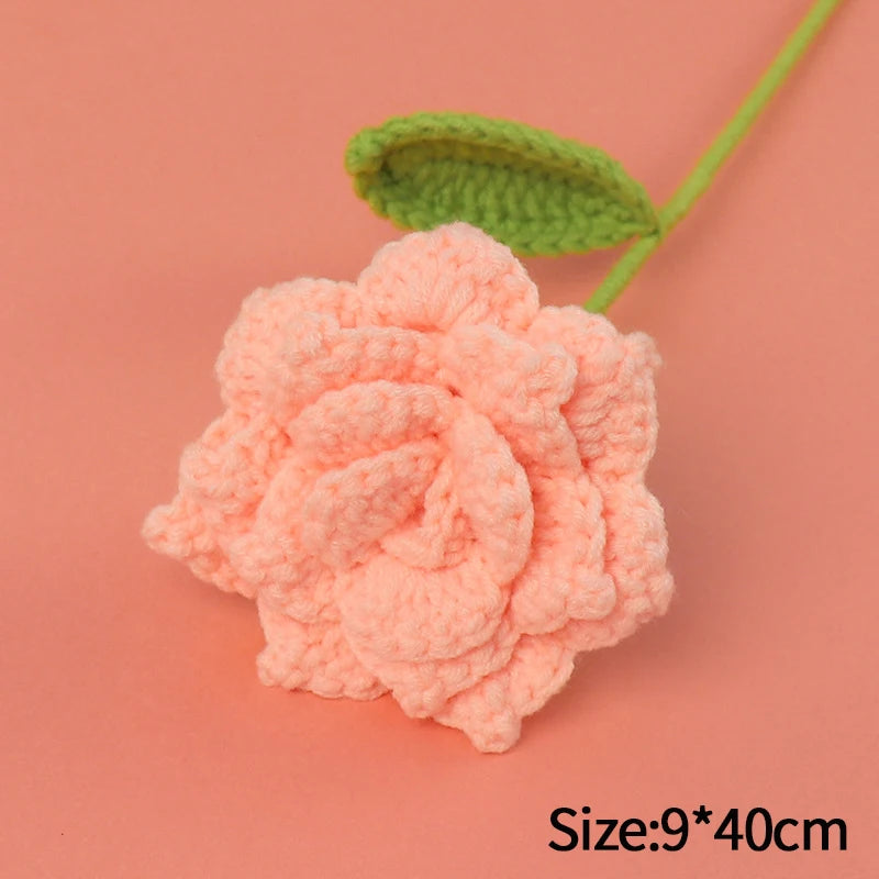 1pc Tulip Crochet Flowers Artificial Woven Flowers Handmade Tulipanes Wedding Gift for Guest Home Decoration Mother's Day Gift
