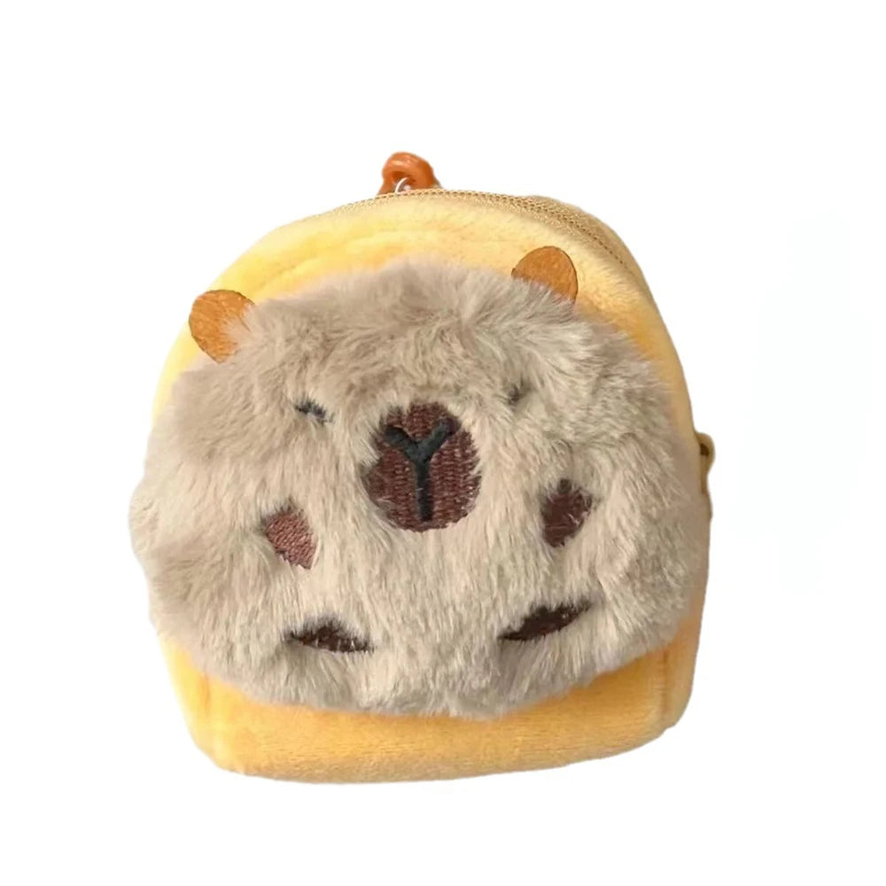 Creative Capybara Kawaii Anime Plush Coin Purse Lovely Cartoon Round Bags Pendant Funny Mini Fashion Headphone Storage Bag