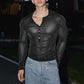 Fashion Well Fitting Tops INCERUN Men Sparkling Fabric T-shirts Male Personality Clubwear Hot Selling Thin Long Sleeved Camiseta