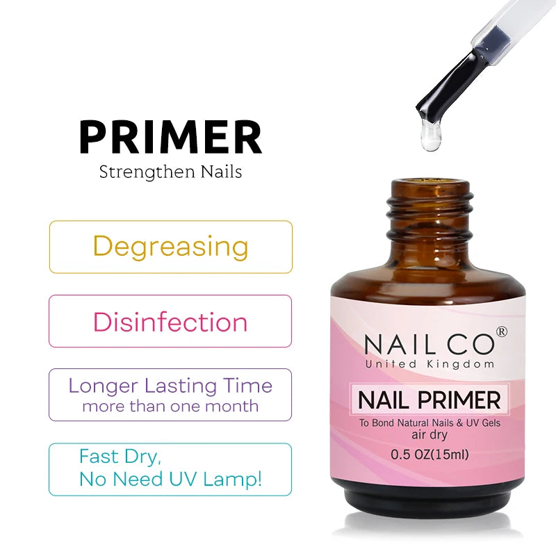 NAILCO 15ml Nail Primer Gel Nail Art Gel Lacquer Nail Decoration Vernis Gel Desiccant Long Lasting No Need To Cure Quick Dry
