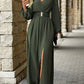 Plus Size Women's Plain V Neck Long Sleeve Split Casual Dresses Beach Holiday Maxi Women's Long Dresses