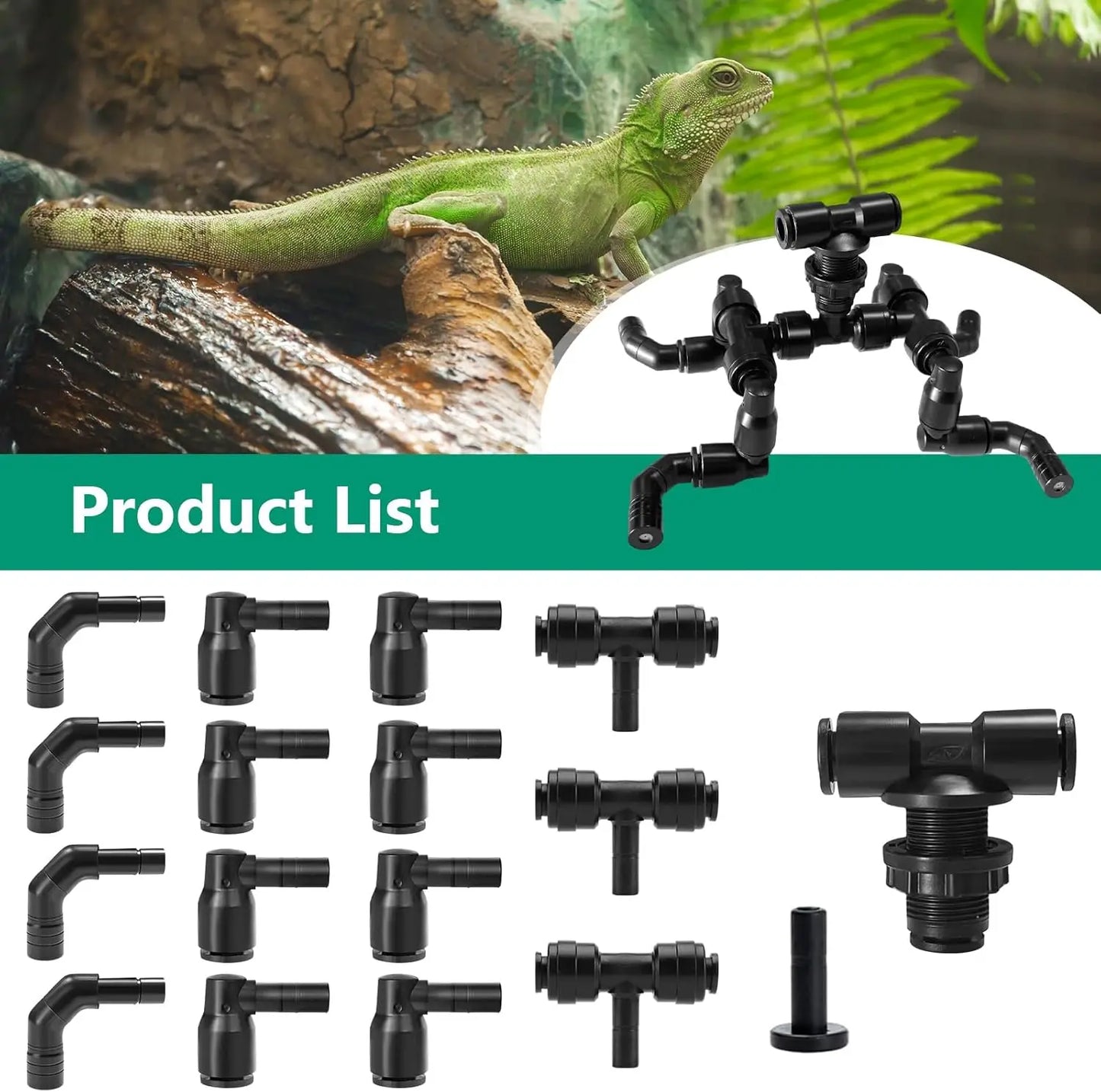 360Degree Rotating Reptiles Fogger Mist Sprinkler Terrarium Nozzle Adjustable Greenhouse Irrigation Pet Cooling System Sprayer