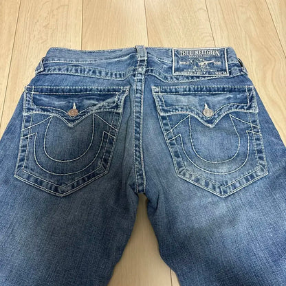 Vintage Buddha Jeans Y2K Men's Jeans Women's Pocket Embroidered Jeans Patch Leather Vintage Blue Jeans Loose Fit Jeans   pants