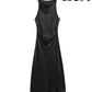 TRAF Women's Summer Sexy Sleeveless Slim Strapless Dress Elegant Silk Textured Long Dress Elegant Commuter Fashion Dresses