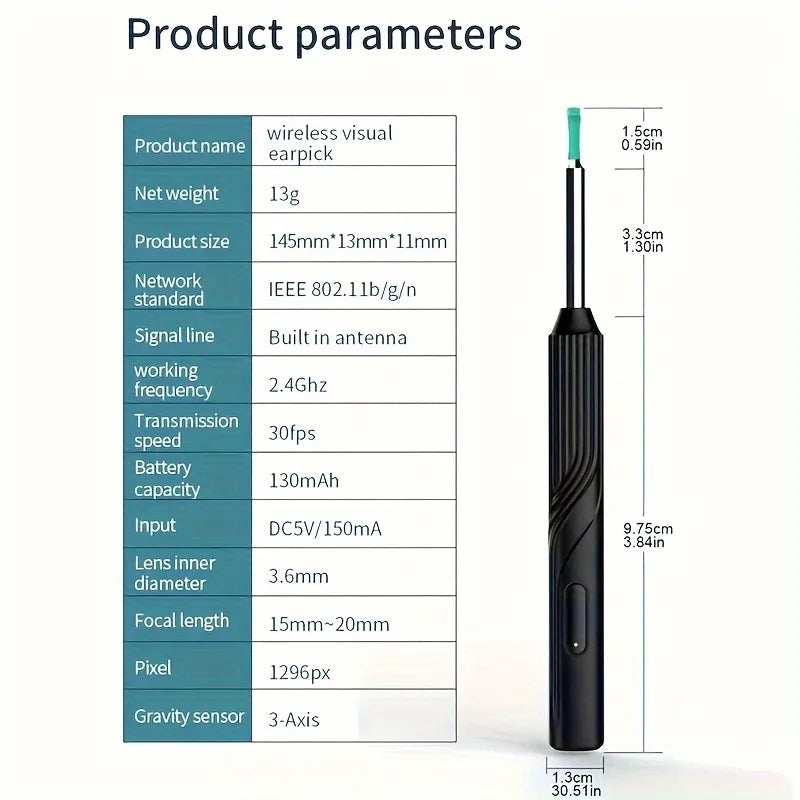 Smart Visual Ear Pick Ear Wax Reomoval Tool With 8pcs Set Ear Cleaner With1080P HD Otoscope Camera and 6 LED Lights