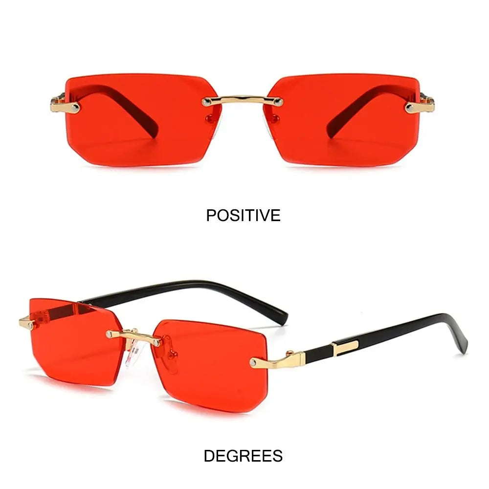 Trendy Rimless Sunglasses for Men Women Fashion Frameless Rectangle Sun Glasses Retro Shades Summer Traveling Eyewear