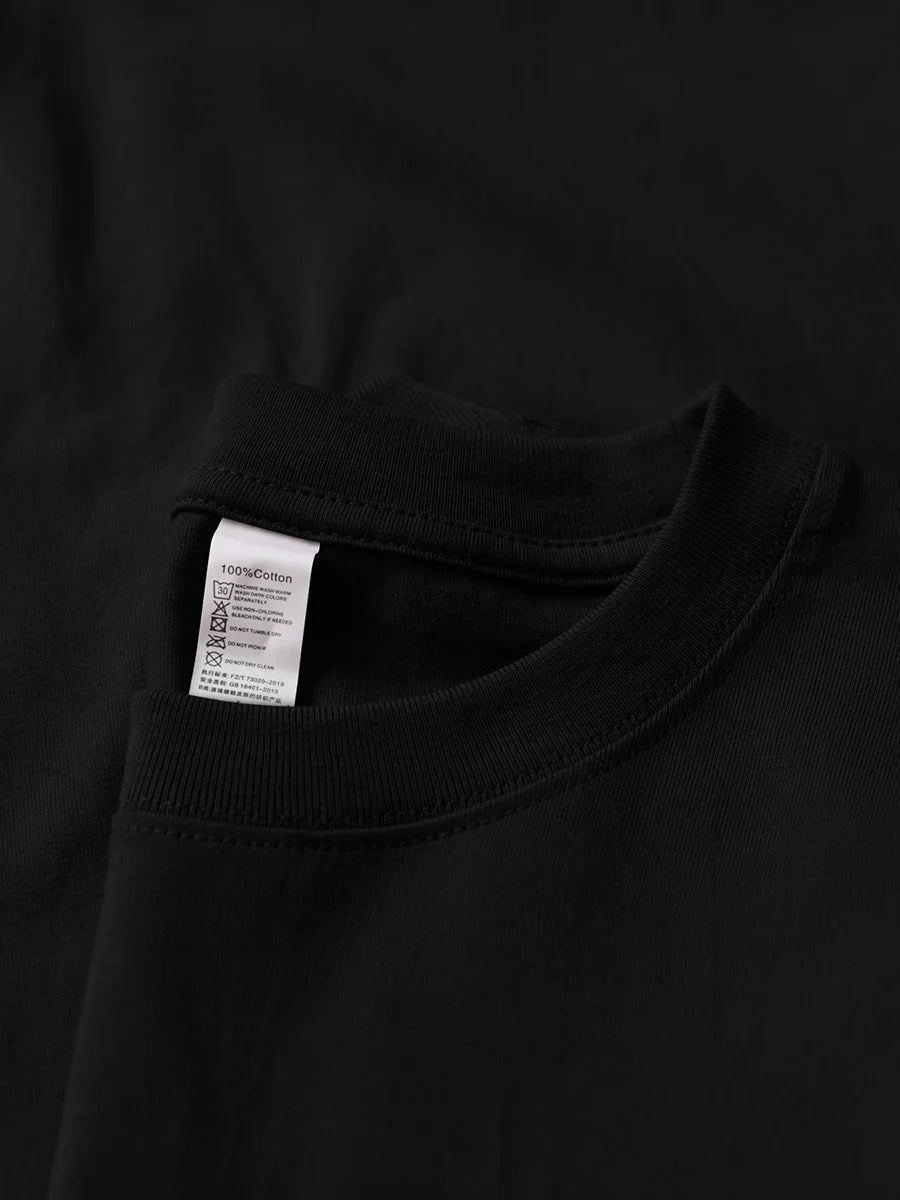9.17oz 260Grams Seamless Straight Cotton T-shirt Men Oversized Loose Solid Color Drop Shoulder Short Sleeve  Summer