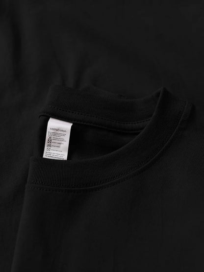 9.17oz 260Grams Seamless Straight Cotton T-shirt Men Oversized Loose Solid Color Drop Shoulder Short Sleeve  Summer