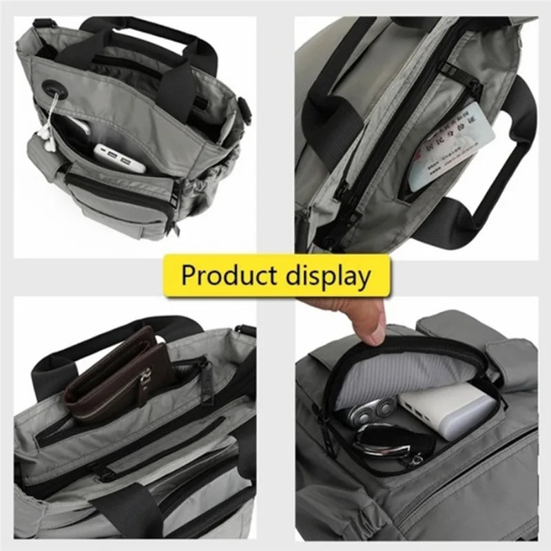 Multi Function Men's Shoulder Messenger Bag With Headphone Hole Waterproof Travel Handbag Large Capacity Storage Bags сумкаbolso