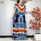 2024 New Style Short Sleeve African Dashiki Tie-dyed Cotton Abaya Caftan Lady Summer Maxi Islam Casual Dresses With Big Scarf