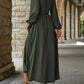 Plus Size Women's Plain V Neck Long Sleeve Split Casual Dresses Beach Holiday Maxi Women's Long Dresses