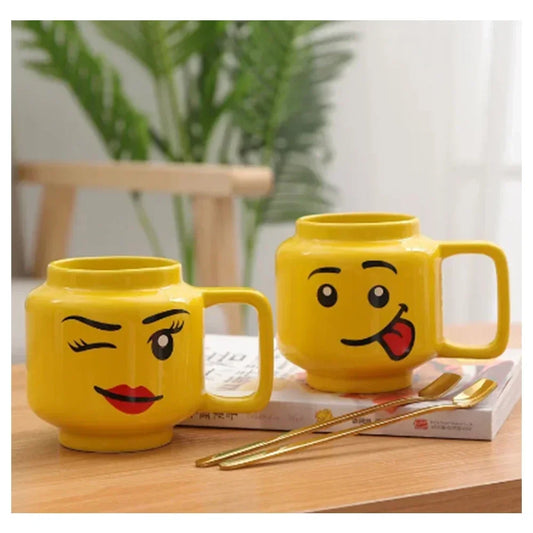 Party Favor Gifts Cute Cartoon Mug for Coffee Milk Tea Ceramic Cup Drinkware with Creative Impish Expression Pattern