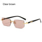 Trendy Rimless Sunglasses for Men Women Fashion Frameless Rectangle Sun Glasses Retro Shades Summer Traveling Eyewear
