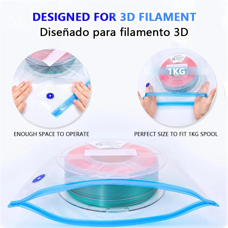 Filament Vacuum Storage Bags with Hand/Electric Pump, 3D Printer Accessories, for PLA ABS PETG Nylon TPU ASA Filament Keep Dry