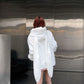 Lautaro Winter Oversized Warm White Faux Fur Coat Women ith Bunny Ears Kawaii Sweet Cute Japanese Style Fluffy Jacket Hoodie