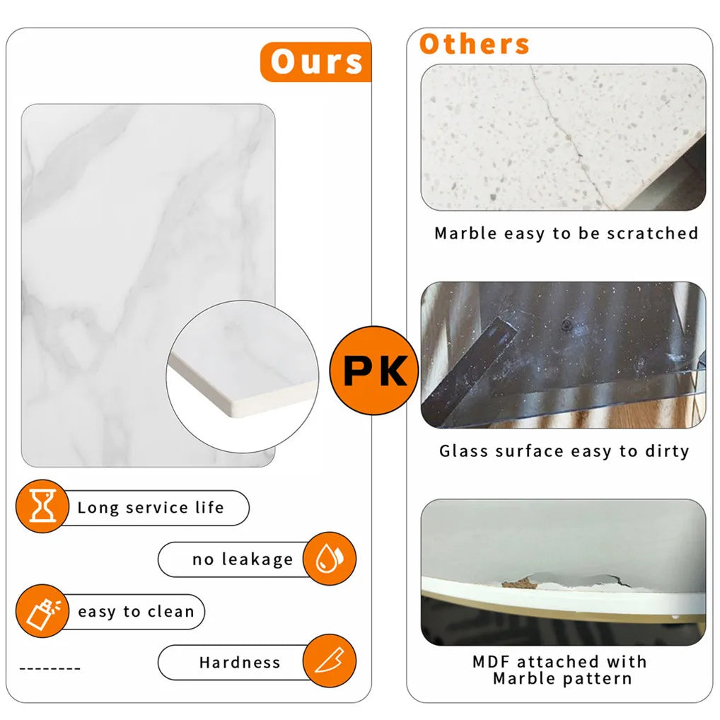Restaurant Marble Dining Table Serve Table with Metal Legs Island Kitchen Furniture for 4-6 Seats Cafe Shop Desk ( NO CHAIR)