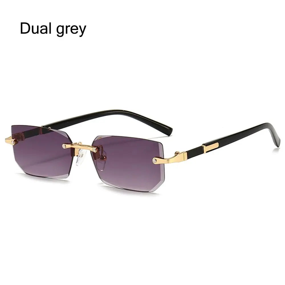 Trendy Rimless Sunglasses for Men Women Fashion Frameless Rectangle Sun Glasses Retro Shades Summer Traveling Eyewear