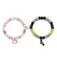 New 2Pcs/Set Crystal Hello Cat Beaded Bracelets for Lovers Heart Magnetic Matching Couple Bracelets Girls Festival Jewelry Gifts