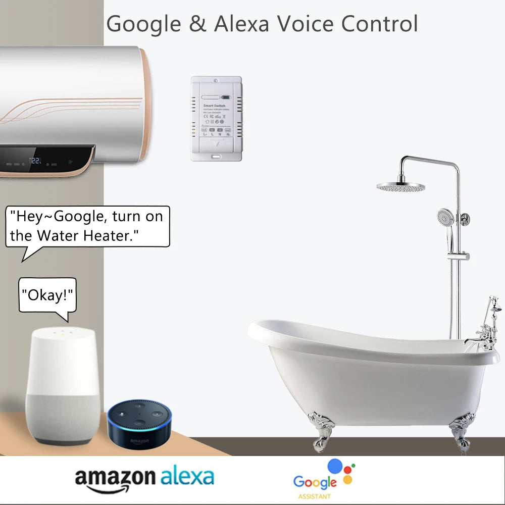 Tuya 20A Smart Switch Circuit Breaker APP Control Power Monitor Overload Protection Works with Alexa Google Home Siri