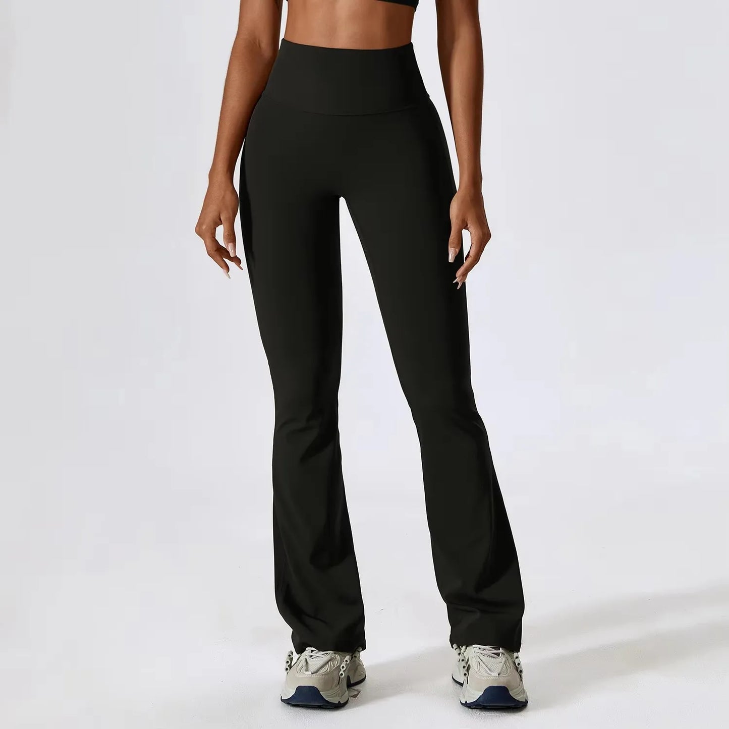 Women Nude Sensation Training Tight Pants Women Gym High Waist Push Up Bellbottom Pants Dance Fitness Tight Pants Breathable